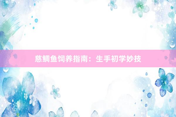 慈鲷鱼饲养指南：生手初学妙技