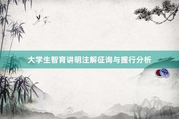 大学生智育讲明注解征询与握行分析